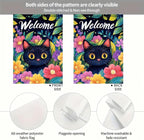 Welcome Spring Garden Flag 12x18 InchDouble Sided Hello Spring Black Cat Outdoor Yard Decoration Summer Farmhouse Holiday Yard Flag Floral Design Spring Home Decor Flags