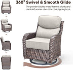 Swivel Patio Chairs sofa Set of 6 - 6" Thick Cushion - Wicker Outdoor Swivel Rocker Patio Chair ,Sofa/Glass coffee table, High Back Comfortable Outdoor Glider Chairs - Brown Wicker | Beige Cushions