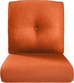 Pop 22x25/22x24 Outdoor Replacement Cushions - 1 Set High Back Deep Seat Patio Furniture Cushion for Rattan Dining Swivel Rocking Chairs Rattan Loveseat Couch Sectional Sofa - Orange/Button