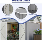 8x12 FT Outdoor Storage Shed W/Floor Frame,Metal Shed W/Double Lockable Doors,Garden Tool House W/ 2 Vents & Sloped Roof,for Backyard Patio Lawn,Gray
