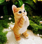 Outdoor Funny Cat Statues Decro,Yard Art Garden Sculptures & Statues,Outdoor Real Animal Sculpture,Perfect for Home Garden Stairs,Farm,Patio,Backyard