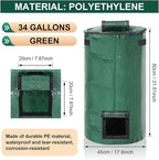 Berlune 6 Pcs Reusable Yard Waste Bags with Lid and Handles Extra Large Lawn Bags for Collecting Fall Leaves Heavy Duty Garden Trash Container for Camping Outdoor Debris Branches Grass(34 Gallon)