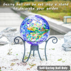VCUTEKA Gazing Ball, Glass Gazing Globe Decorative Glass Gazing Globe/Ball/Sphere Lawn Ornament for Gardens, 10-Inch, Blue Swirl