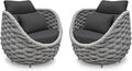 2 PCS Deck Furniture Accent Chair: Aluminum Woven Rope Chair - Outdoor Lounge Armchair Cushioned - Modern Patio Seating Assembled - All Weather for 400lbs Porch Lanai Balcony Yard Garden Hotel