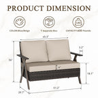 Patio Loveseat, All-Weather Wicker Rattan 2 Seater Sofa with Cushions, Outdoor Patio Furniture Sofa Set for Patio, Balcony, Backyard, Deck, Poolside