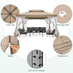 COBIZI 10x13 Gazebo with Improved Cold-Proof Nettings Winter Gazebos on Clearance Heavy Duty Gazebos Double Roof with Metal Frame Gazebo Tent for Patio, Deck (Frame Thickened