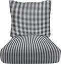 RSH DECOR Deep Seating Cushion with Pillow Back | 23” x 25” Seat | Water and Fade-Resistant Spun Fabric | Outdoor Chair Cushion Set for Patio Furniture | Dawson Pewter Black Plaid