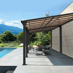 10 * 28FT Pergola,Outdoor Gazebo,Hardtop Lean to Gazebo,Wall Mounted Pergola,Pergolas Gazebos Clearance,Aluminum Frame Pergola,UV Resistant Patio Roof,Patio Awnings for Porch,Lawn,Backyard