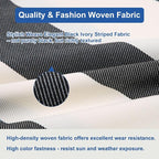 Outdoor Throw Pillow with Insert 18x18 Inch, Set of 2, Piping Edge Waterproof Fade Resistant Decorative Fluffy Pillows for Patio Furniture Chair Bench Couch Sofa - Black Ivory Striped