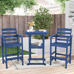 FUNBERRY Outdoor Bar Set with Umbrella Holes, Tall Adirondack Chairs and Table, All Weather HDPE Bar Height Outdoor Table and Chairs Set for Bistro Patio Balcony