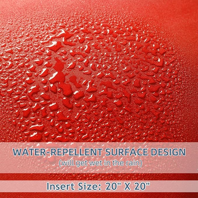 18" x 18" Throw Pillows, Outdoor Waterproof Pillows with Inserts, Square Decorative Pillows for Patio Furniture Garden Couch Sofa Home(Red, Set of 4)