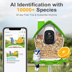 birdsnap® MON - Bird Feeder with Camera, 2K Detachable Video Bird Feeder Live with 32GB Card Fruit Fork, AI Identify Feather Species, Auto Record in Backyard, Ideal Gift for Birds Lover