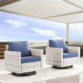 Luxury Outdoor Swivel Rocker Patio Chairs Set of 2, Swivel Patio Chairs for Porch, Yard, Deck, Poolside, LightGrey/Blue