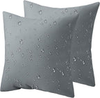 Phantoscope Pack of 2 Premium Dual Usage Outdoor Pillow Inserts, Waterproof Throw Pillows No Cover Needed, Colorful Decorative Couch Sham Cushion Stuffer Patio Couch Tent, Gray 18 x 18 Inches