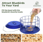 Kingsyard Bluebird Feeders for Outdoors Hanging, All Metal, Cage Mealworm Bird Feeder with Tray, Squirrel Proof & Weatherproof, Easy to Refill & Clean (Blue)