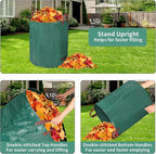 3 Pack Yard Waste Bags 72 Gallon Lawn and Leaf Bags, Reusable Heavy Duty Garden Bags for Collecting Leaves, Waste Container for Clean Up Outdoor Debris Leaves Grass Clippings
