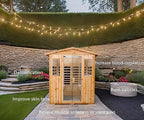 Outdoor Sauna 4 Person Infrared Saunas for Home,2050watt Canadian Hemlock Wooden Large Sauna Room with Blue-Tooth, 4 Chromo Therapy Lighting,2 LCD Control
