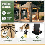 AOXUN Outdoor Gazebo for Patio 10x10, Metal Frame Canopy with Double Roofs, Heavy Duty Party Tent and Shelter with Mosquito Netting and Privacy Screen for Backyard, Lawn, Garden, Deck (Beige)