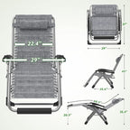 ZENPETIO 29In XL Zero Gravity Chair w/Cushion, Zero Gravity Recliner Lounge Chair for Indoor and Outdoor, Reclining Camping Chair for Lawn, Anti Gravity Chair with Cup Holder and Footrest, 440LBS