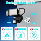 85W LED Security Lights Motion Sensor Light Outdoor, 8500LM Dusk to Dawn, IP65 Waterproof, 6500K, 3 Head Motion Detected Flood Light, Floodlight for Outside, Garage, Yard, Porch (Black)