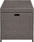 Crosley Furniture Palm Harbor Wicker Outdoor Storage Box for Patio Furniture Cushions and Pool Floats, Gray