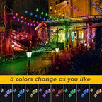 Auroraworld 48FT Solar RGB Outdoor String Lights, Dimmable Waterproof LED Patio Lights with Remote, 15 Shatterproof Edison Bulbs for Cafe Yard Garden Party Decor