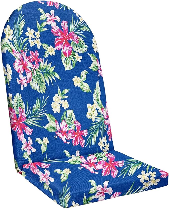 BrylaneHome Adirondack Chair Cushion - 44" L x 18" W x 2" H - Patio & Outdoor - Water, Stain & Fade Resistant - Cobalt Tropicana