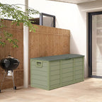 75 Gallon Outdoor Deck Box - Heavy Duty Resin Storage with Lockable Lid, UV Resistant for Patio Furniture Cushions, Pillows (Green)