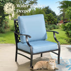 Patio Furniture Set 6 pcs, Outdoor Patio Furniture, 1 X 3-Seat Sofa, 4 X Single Chairs, 1 X Coffee Table and 5.75" Extra Thick Cushion, Patio Conversation Set,Blue