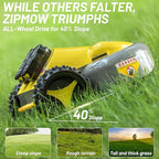 Remote Control Lawn Mower, Battery Powered Rc Lawn Mower, Cut Height 2.0"-3.0", 40% Slope, Remote Control with Adjustable Speeds, 100% Electric All-Wheel Drive