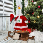 Suzile Christmas Mrs. Claus Goose Outfit Dresses Clothes for 23" High Cement or Plastic Porch Goose Costume for Yard Lawn Outdoor Garden Patio Statue Xmas Santa Holiday Decor