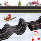Marspark Christmas Village Accessories 5 x 50 Inch Christmas Miniature Road Village Street Mat Xmas Snow Street Decorations for Little Landscape(Road Style)
