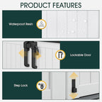 NUNU LAB Outdoor Storage Cabinet 36 Cu.Ft Garden Storage Shed Waterproof Lockable for Garden Hoses, Generator, and Lawn Mower