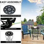 Metal Side Table, 18inch Round Side End Table, Outdoor Side Table Patio Bistro Table, Weather Resistant Portable Outdoor and Indoor End Table Drink Table for Garden Balcony Yard, 25" Height