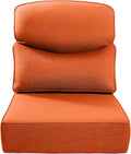 Luxury 22x24/22x25 6-Inch Smile Outdoor Cushions - 1 Set Deep Seat Water-Resistant Patio Furniture Replacement Cushion for Wicker Rattan Wood Metal Chair Glider Rocker Loveseat Sofa - Orange
