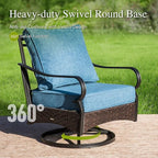 Sophia & William Patio Furniture Set, 4 Piece Metal Outdoor Conversation Set with 3-Seater Outdoor Couch, 2 Swivel Chairs, 1 Coffee Table for Outdoor Seating, Backyard, Porch(Navy Blue)