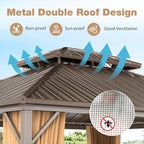 Tangkula 12x14 FT Hardtop Gazebo, Outdoor Permanent Pavilion Shelter with Netting & Curtain, Heavy-Duty Double Galvanized Metal Roof, Aluminum Frame, Outdoor Gazebo for Patio Garden Deck Lawn