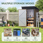 3x5 FT Outdoor Metal Storage Shed, Single Door, 1 Clear Window, Tool Shed for Garden, Patio, Backyard Brown