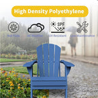 Kingdura Foldable Adirondack Chair, Portable HDPE All Weather Resistant Outdoor Patio Chair, Wooden Textured with Cup Holder, 380LBS Capacity for Poolside, Backyard, Deck, Fire Pit (Navy Blue)