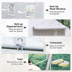 Outsunny 20' x 10' x 7' Outdoor Walk-in Greenhouse, Tunnel Green House with Roll-up Windows, Zippered Door, PE Cover, Heavy Duty Steel Frame, White