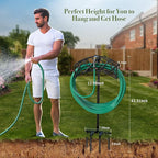 Garden Hose Holder Detachable Heavy Duty Metal Water Hose Hanger, Freestanding Hose Storage Stand Rack for Outside (Black)