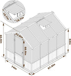 Mupater 6 x 8 FT Wooden Polycarbonate Greenhouse with Ventilated Window and Lockable Door, 6mm PC Panels for UV Protection, Walk-in Greenhouse Kit for Outdoor, Garden and Backyard, Brown