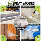 Pressure Washer Cleaner with 4 Nozzles & Foam Cannon for Driveways, Cars, Fences, Decks, Patios, and Outdoor Cleaning (Green)
