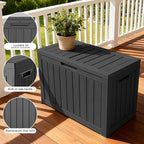 45 Gallon Deck Box, Small Outdoor Storage Box Waterproof, UV-Resistant and Weatherproof Outside Resin Storage Bin for Outdoor Patio Furniture Pillows, Pool Supplies, Garden Tools, Black