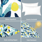 LVTXIII Outdoor/Indoor Lumbar Pillows, Decorative Patio Lumbar Cushions, Fluffy Water Repellent Garden Cushions for Home Patio Coach Sofa Use, 12×20 Inch, Pack of 2, Leaves Multi