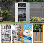 Outdoor Storage Cabinet with 4 Shelves,31.5" x 23.23" x 66.22" White Waterproof Shed,Waterproof Resin Vertical Tool Shed, Lockable 30 cu.ft. Storage Shed for Patio, Garden, Yard, White