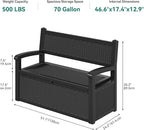 YITAHOME 70 Gallon Storage Bench Deck Box, Lockable Patio Bench, Waterproof Outdoor Pool Deck Storage for Patio Cushions, Garden Tools and Pool Supplies, Black