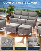 Luxury 24x24x6 Inch Smile Patio Dining Chair Cushions Set of 4 - Heavy Duty Water Slashproof Outdoor Seat Cushion for Outside Furniture Swivel Chairs Loveseat L-Shape Sofa - Grey