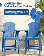 Ciokea Tall Adirondack Chairs Set of 2, HDPE Outdoor High Back Adirondack Chair with Double Connecting Tray, Weather Resistant Balcony Chairs for Deck, Lawn, Pool, Backyard, Navy Blue
