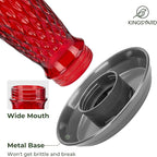 Kingsyard Bird Water Feeder for Outside, 24 Ounce, Glass Bird Water Dispenser with Metal Hanging for Garden Yard Outside Decoration, Red Gradient